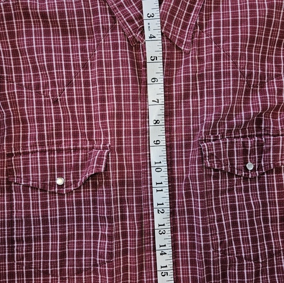 Ely Cattleman large button down long sleeve shirt with pearl snaps. Red & white - Picture 8 of 9